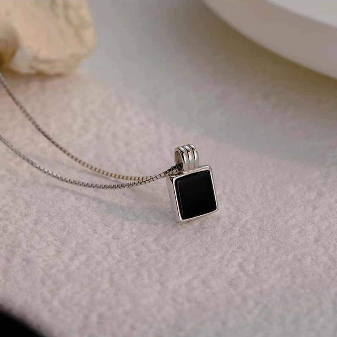 Simple Black Square Necklace