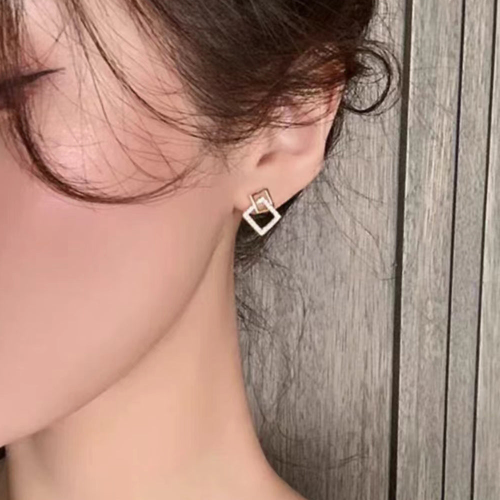 Square Geometric Stud Earrings